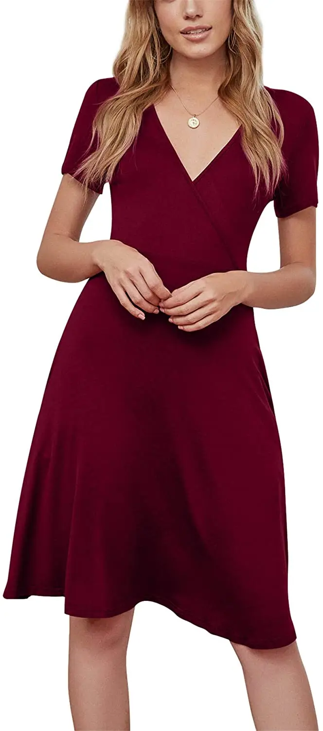 Magicmk-vestido Rojo Vino Con Bolsillos,Informal - Buy Vestido Casual,Imperio Cintura Vestido Con Product on