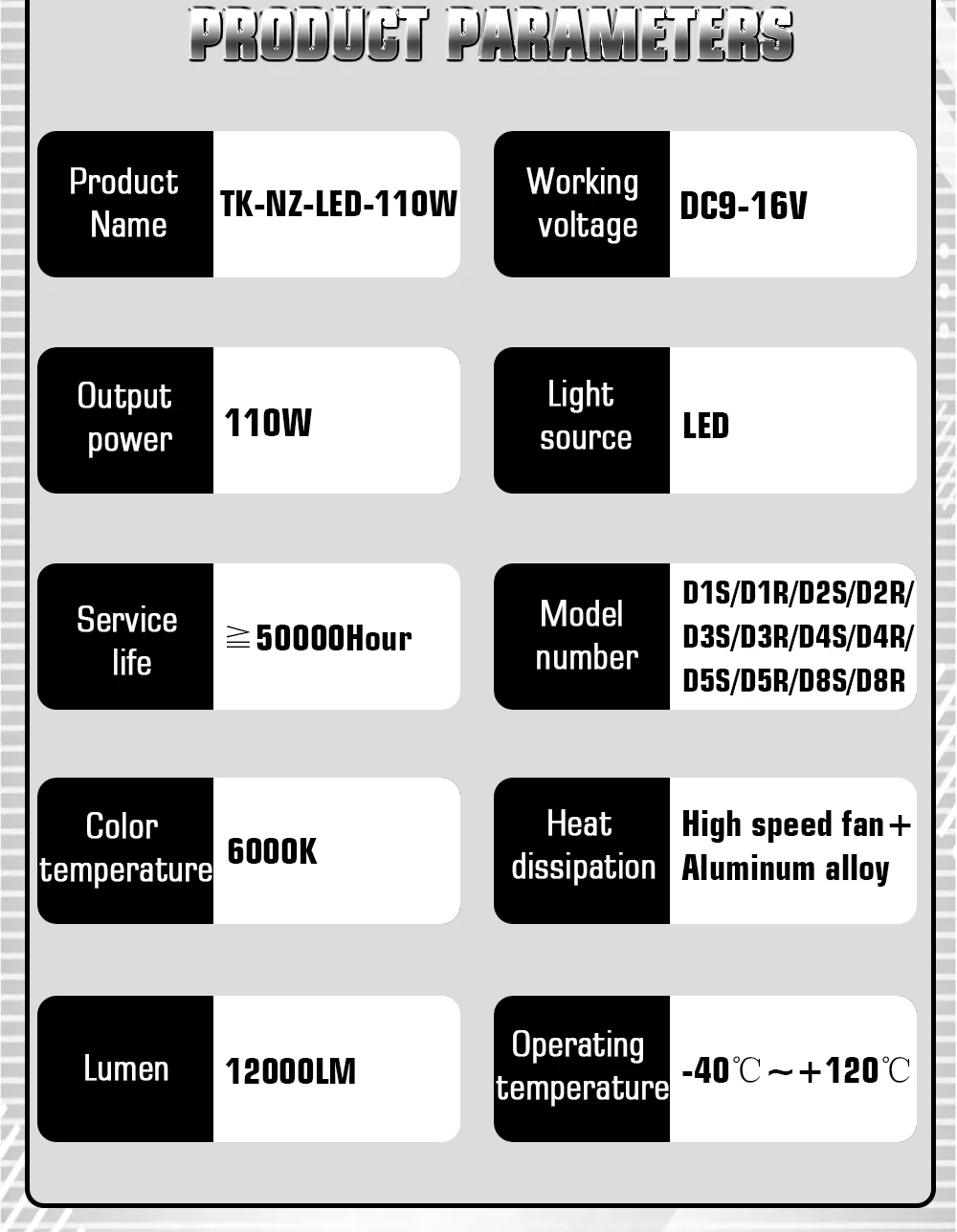 Car LED front light 110W 12000LM 6000K bright d3s non -destructive installation directly replace the original car bulb D2s D1s