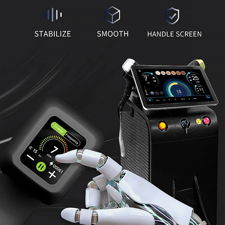 Smart Interconnection of Mobile Phones and Machines New Diode Laser Hair Remover 4 Wave 755 808 1064 Laser Hair Removal Device