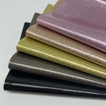 Customized Solid Color Fine Powder Crystal Glitter TPU Film Faux Leather Silver Sparkle Artificial Fabric for Bows Bags Crafts