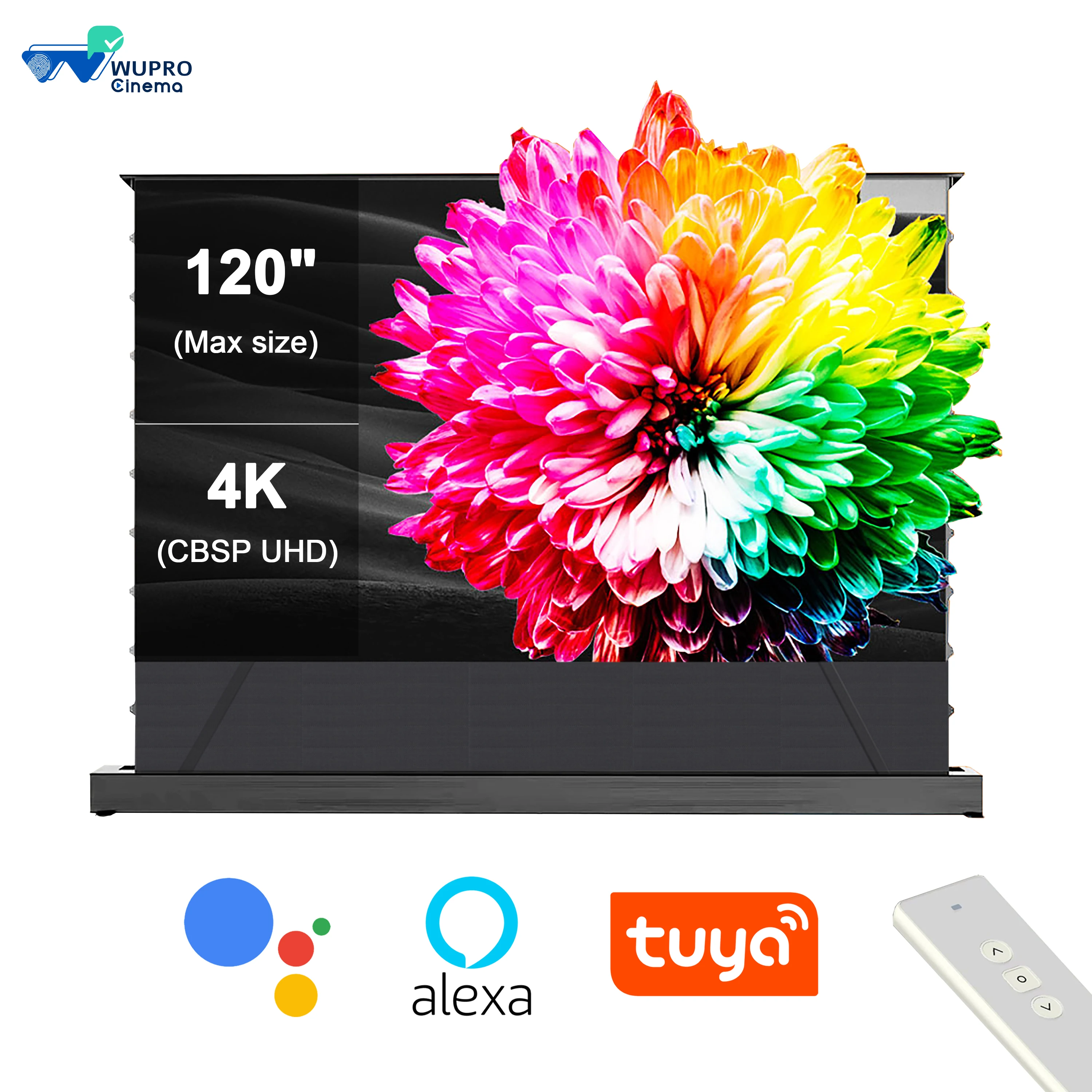 72-150inch 2024 Smart Floor Rising Projector Screen Rising Floor 4k Ust ...