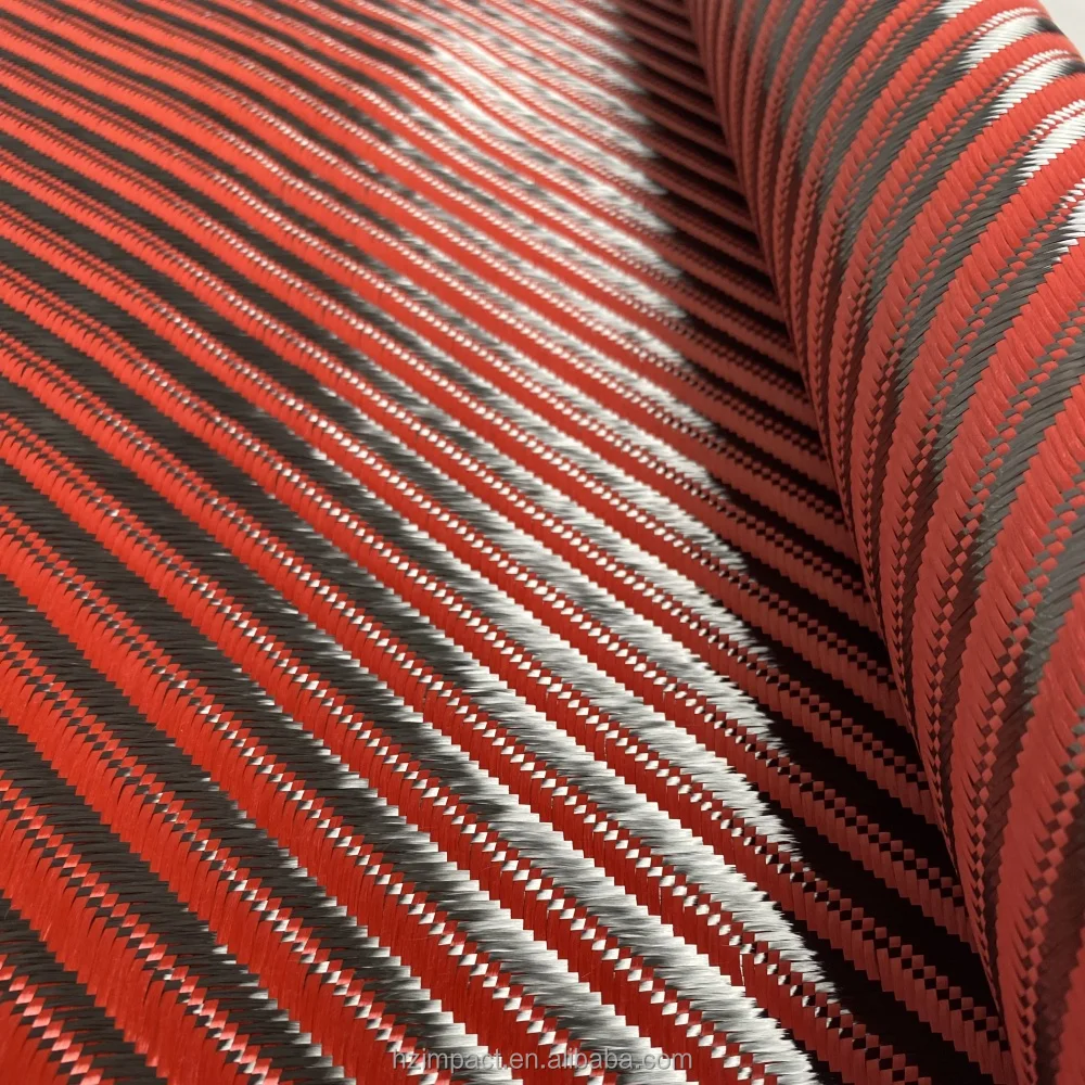 3K 240g Big Twill Red Carbon Fiber Cloth Waterproof Flame Retardant Woven for Upholstery Cars Outdoor Crafts Industries Rolls