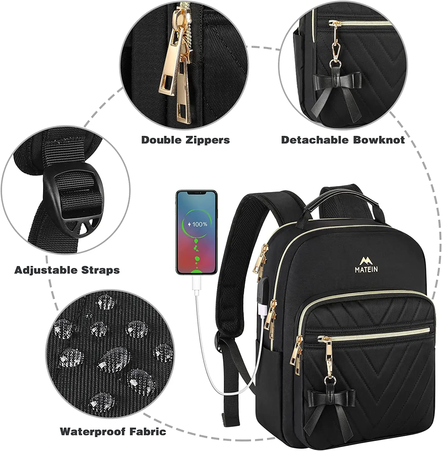 Conjunto de piezas de Mini monedero para chicas, bolso de viaje de nailon  de gran capacidad, mochilas informales ligeras con USB