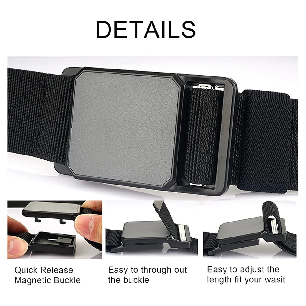 Wear-resistant Tactical Elastic Belts Men Quick Release Magnetic Buckle Stretch Webbing Heavy Duty Work Golf Belt