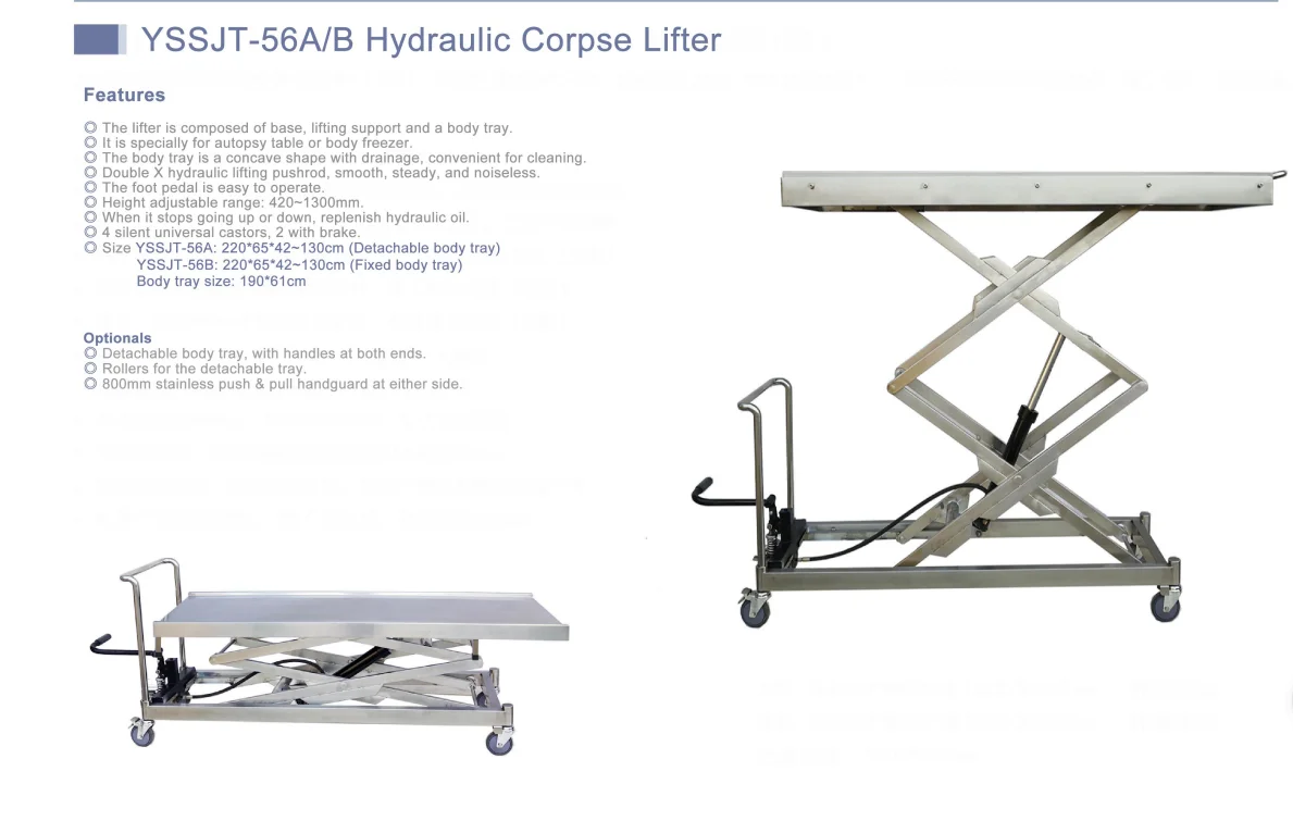 Mortuary Transport Trolly Mobile Corpse Lift Yssjt-56 Hydraulic Corpse ...