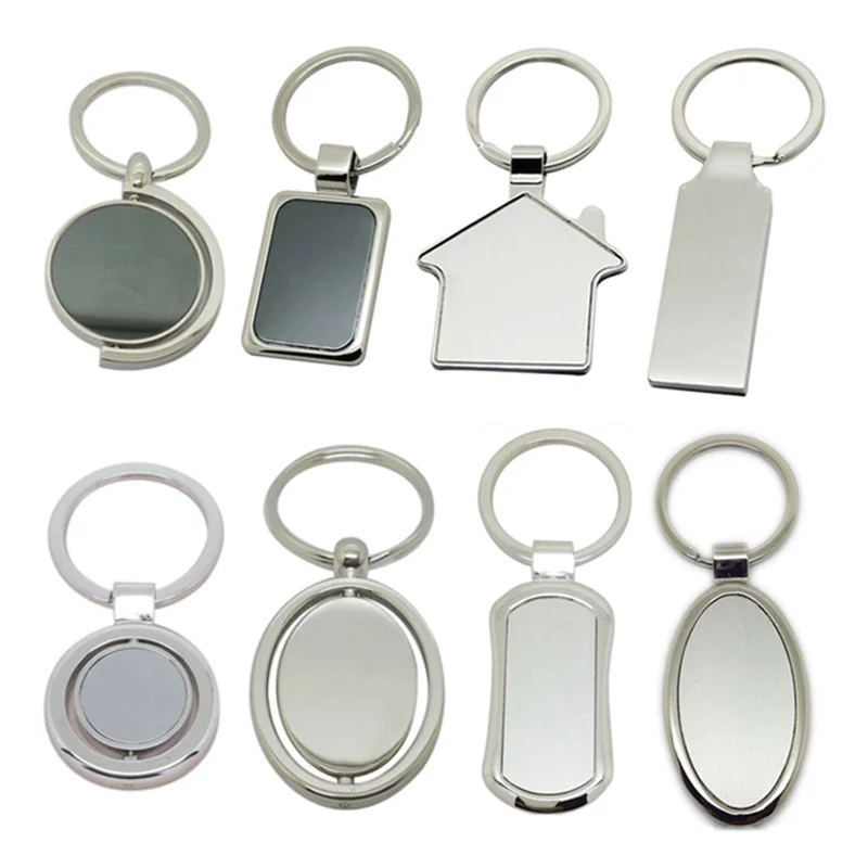 Keychain Laser Engraved Qr Code Round Plain Stainless Steel Epoxy Key Holder Sublimation Metal Custom Key Chain Keychain