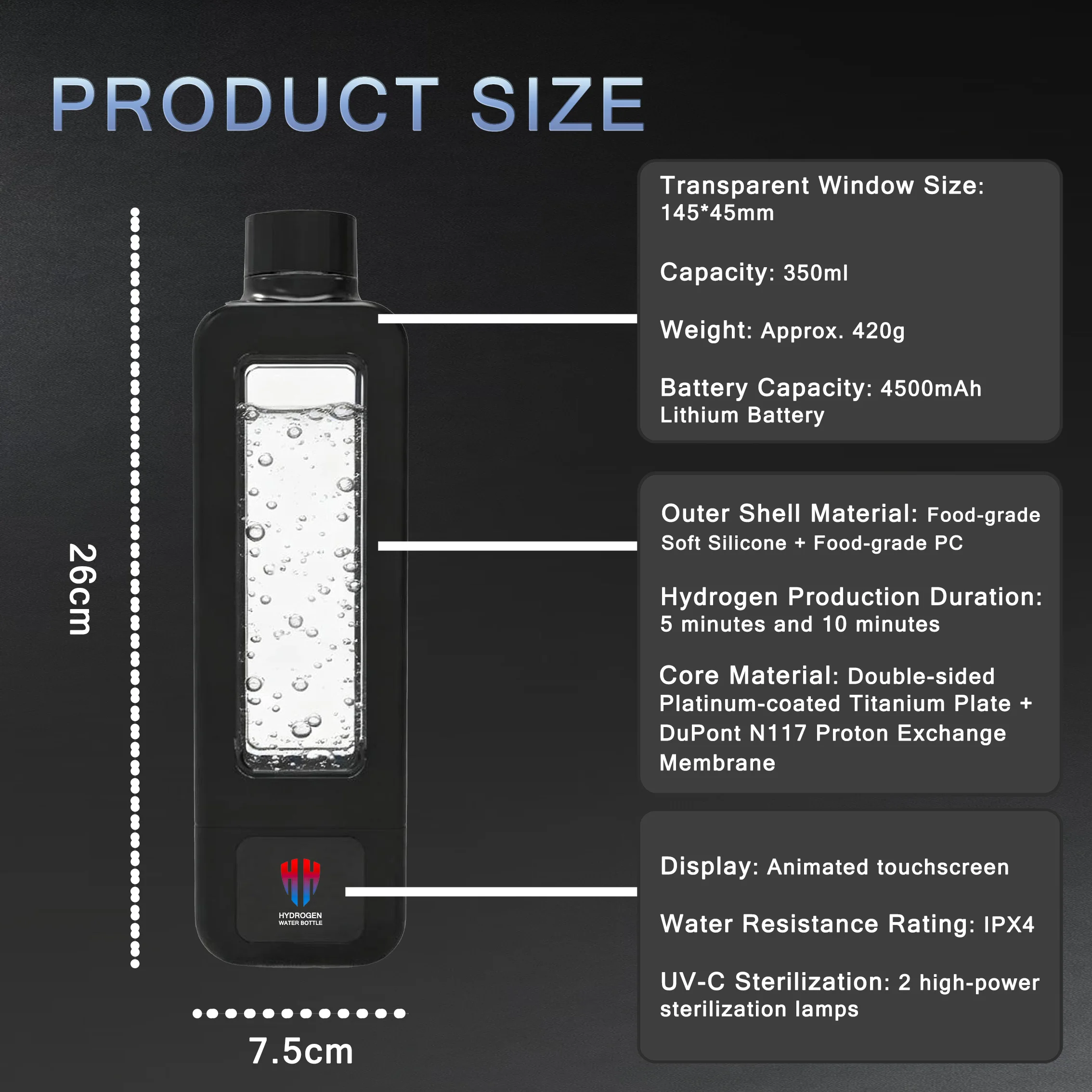 American Patented Product: 8000ppb Smart Hydrogen Water Bottle, APP Control + Drinking Water Monitoring, 4500mAh Battery 4 American Patented Product: 8000ppb Smart Hydrogen Water Bottle, APP Control + Drinking Water Monitoring, 4500mAh Battery - Image 4