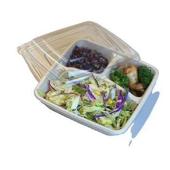 2023Factory Direct Sell Biodegradable Food Box Biodegradable Takeaway Food Container 1200ML 2compartment Box