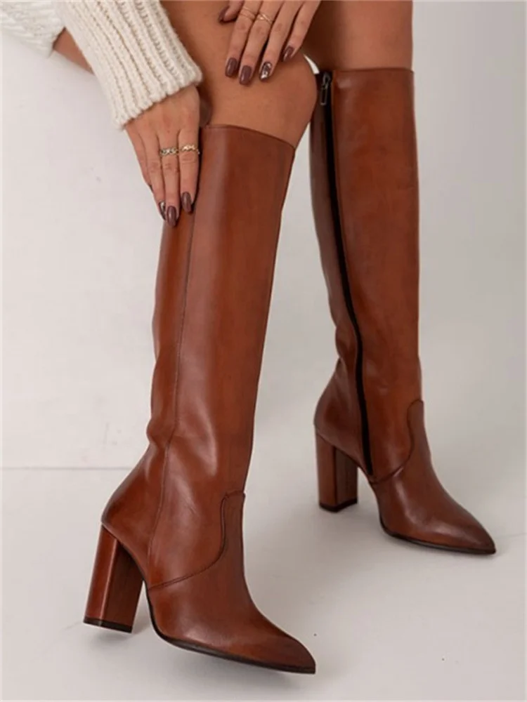 Black Friday Sexy Brown Pu Leather Thigh High Boots Fashion Week Winter ...