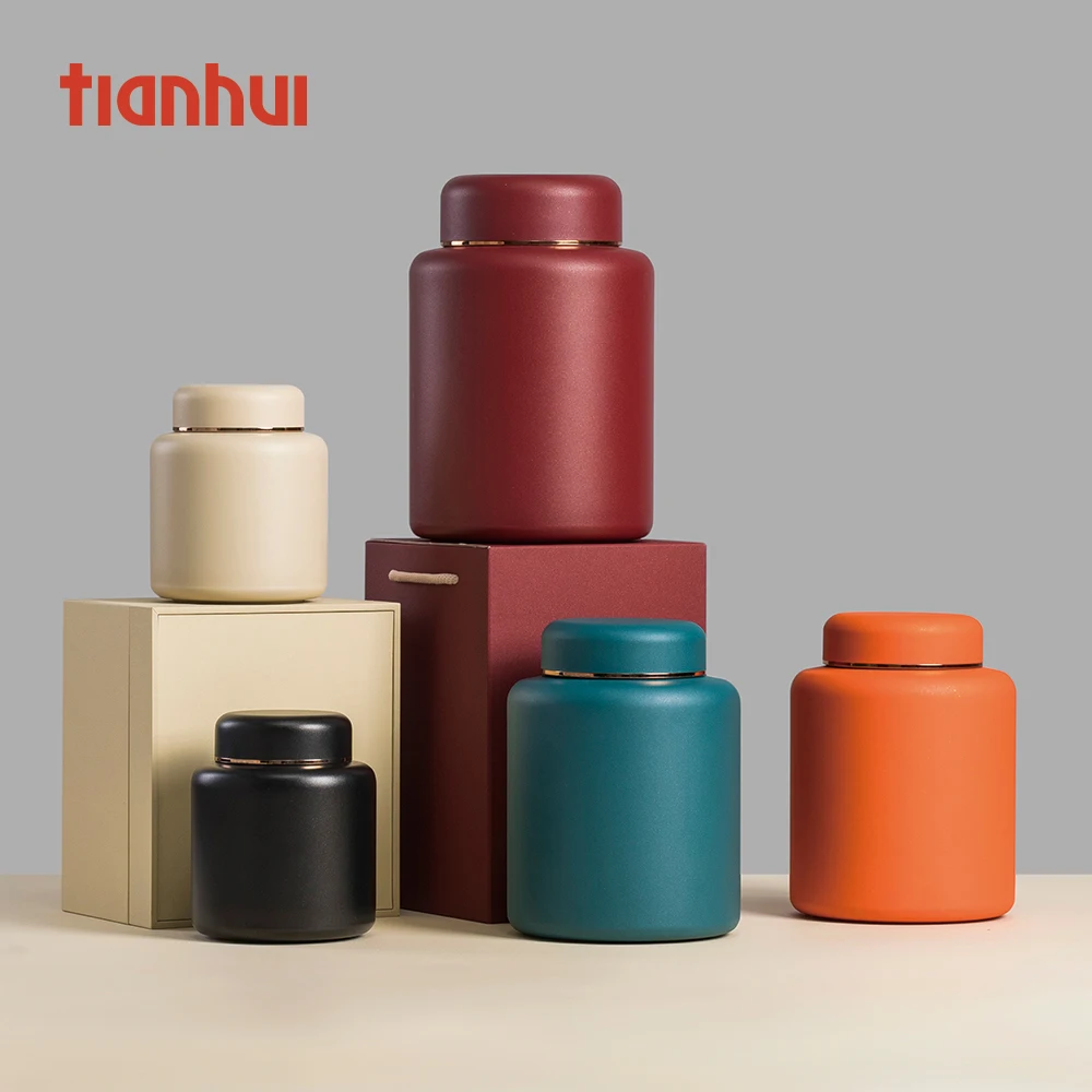 Tianhui Big Airtight Cans Latas de Aço Inoxidável Fosco Superfície Fosca Canister para Folhas de Chá Soltas