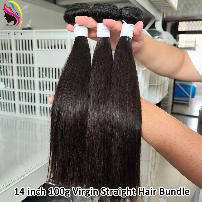 Feibin 8A Brazilian Virgin Body Wave Human Hair Bundles 3 Bundles (12 14 16  inch) Human Hair Weave Unprocessed Natural Color black hair extensions