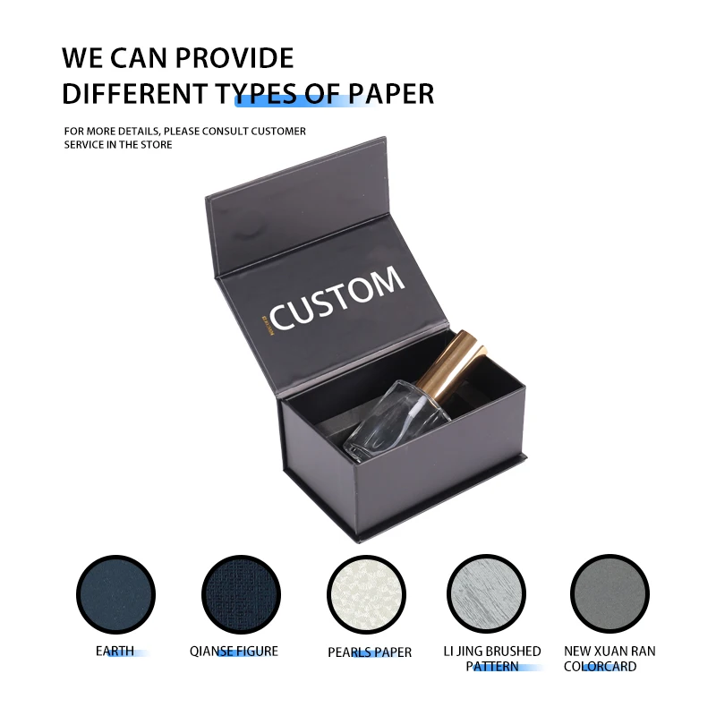 Custom Magnetic Flip Top Paper Box Luxury Rigid Cardboard Gift Packaging Matte Lamination Gold Foil Logo Perfume Packaging