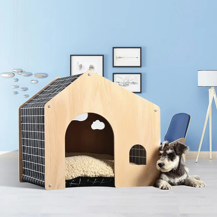 Pet Bed Accessories Dog House with Mattress Removable Dog Kennel