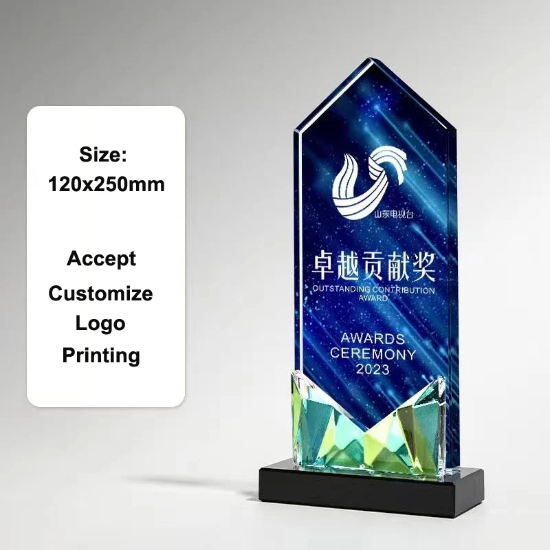 Hot Sale Custom Crystal Glass Trophy Factory New Style Honor Souvenirs Color Printing Award Figurine Love Theme Gift manufacture