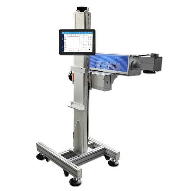 Flying Laser Marking Machine for Glass/Plastic/Metal/Stainless Steel Packaging Bags; Fully Automatic Inline Labeling System Easy