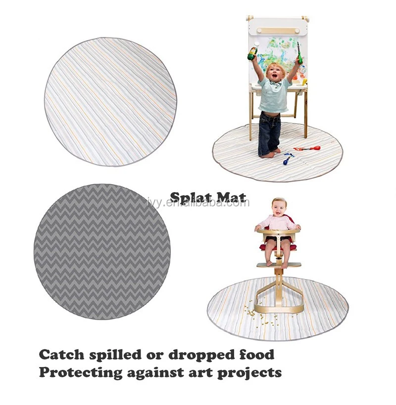 Hot Sale Cartoon Print Anti Slip Waterproof High Chair Floor Mats Washable Baby Splat Mat details