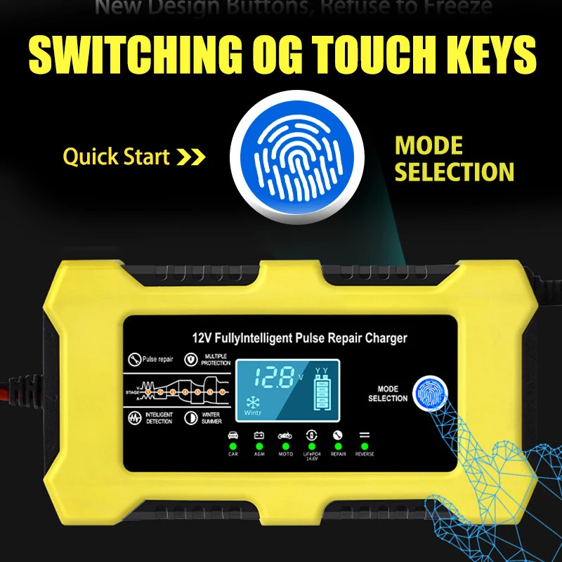 Latest 12V/6A Pulse Smart Charger Automatic Multi-Functional for Lead-Acid Battery Scooters Motorcycles 12V Battery Charger details
