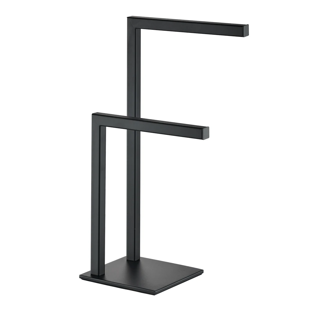 Modern Metal Freestanding Towel Rack Holder 2 Tier Organizer For