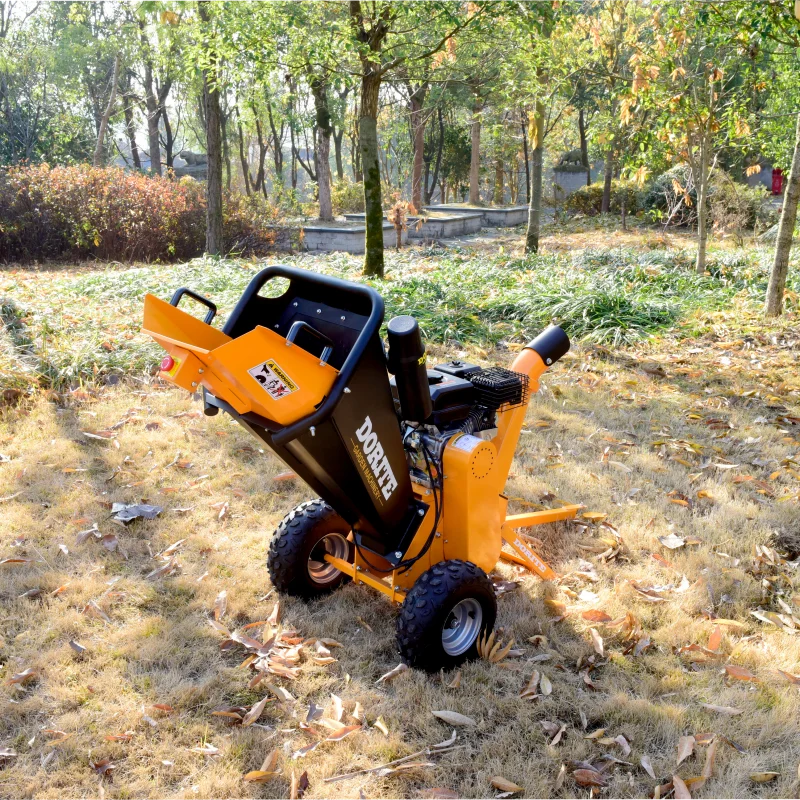 7HP Gasoline Engine Tree Branch Leaf Wood Chipper Shredder Double Sides Blades Crusher Wood Chipping Machine