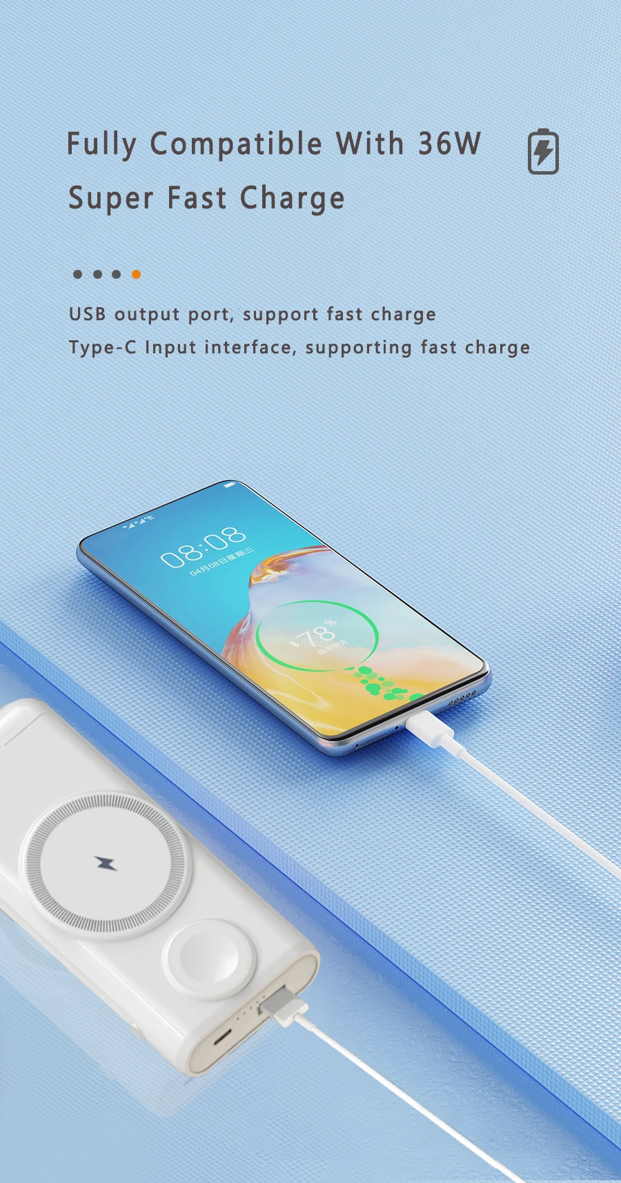 2023 New Arrivals Portable Power Banks Wireless Charging 3 In 1 Digital ...