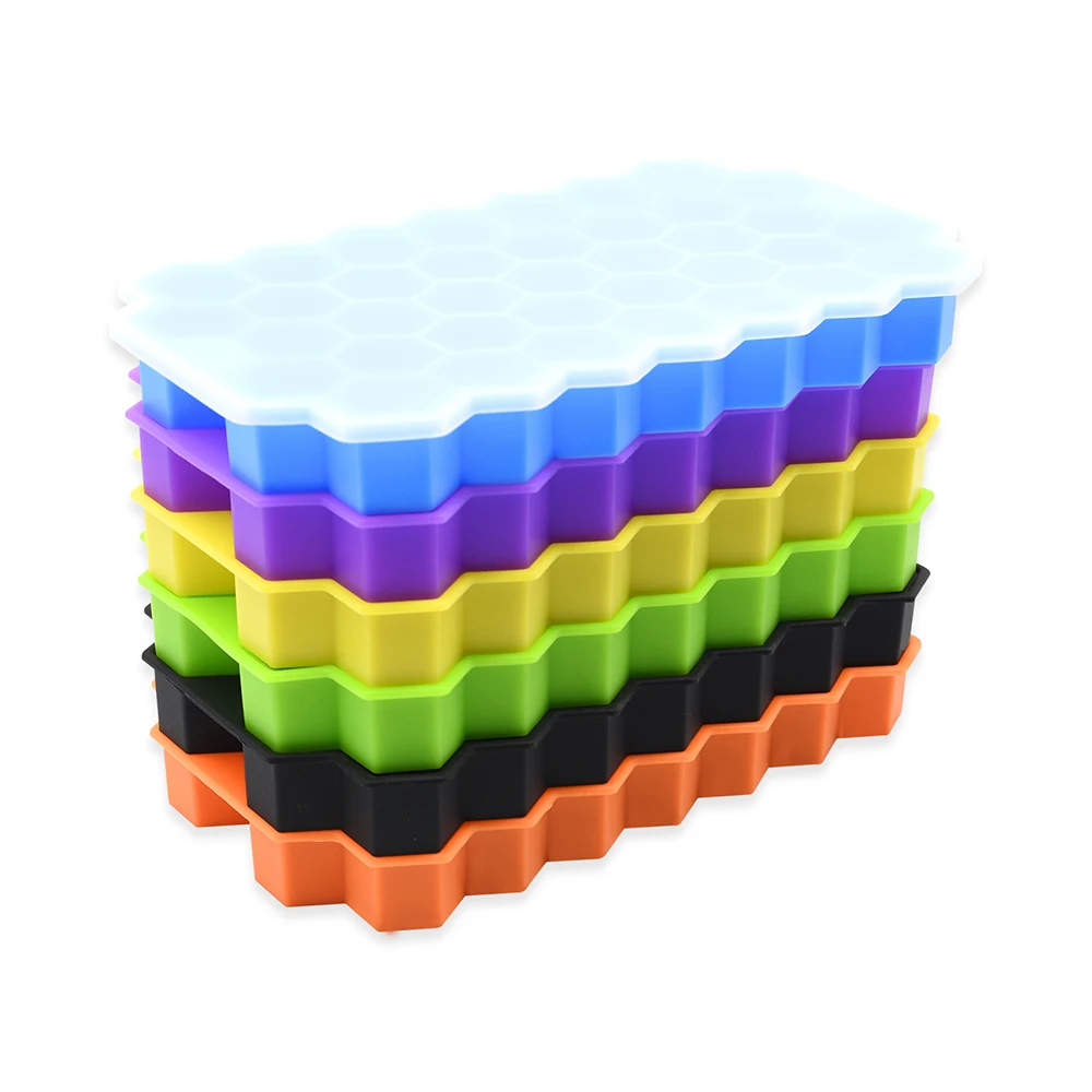 Silicone Ice Cube Tray With Lid - 37 Cavity