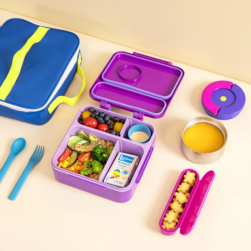 Hot Sale Portable  Food Grade Plastic Insulated Divided Lunch Box Lunch Box for Student Work