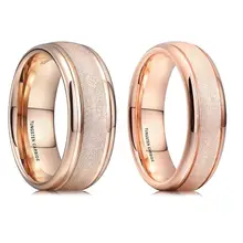 Custom Tungsten Jewelry 18K Rose Gold Tungsten Wedding Rings for Women Men Engagement Ring Fashion Jewelry Rings Wholesale