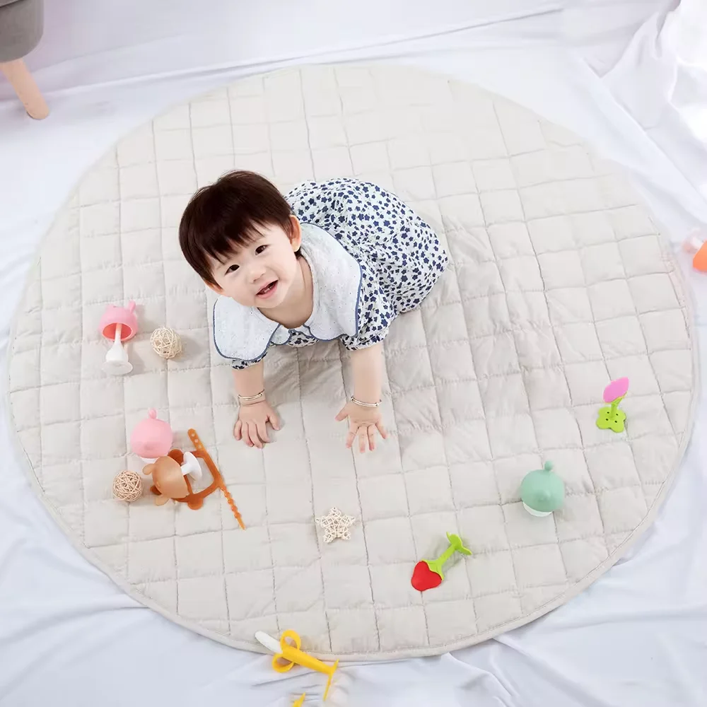 Custom Logo Baby Play Mats for Floor Soft Fabric Extra Large Floor Mat for Playpen Washable Baby Crawling Mat manufacture