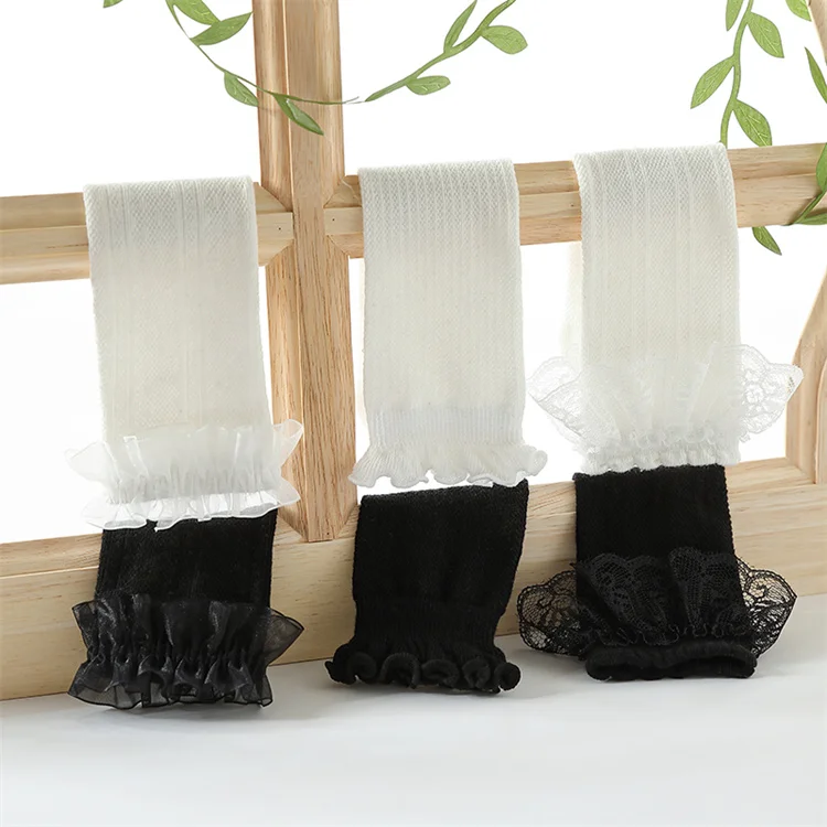 Wholesale Breathable Spring and Autumn Beauty Lace Cotton Socks Kids Pure White Black Girl Sock Cute Princess Baby Socks