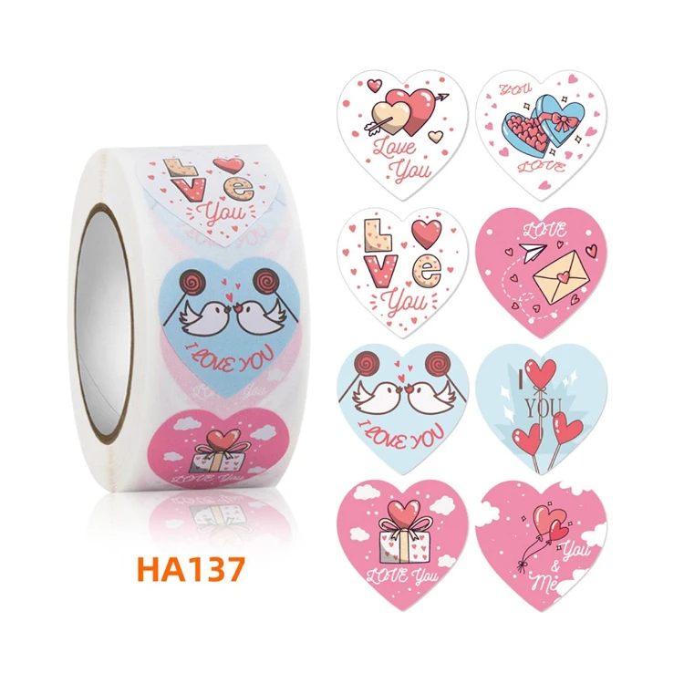 In Stock Custom Printing Cute Heart Love Round Kawaii Fragile Cartoon Anime Thank You Vinyl Label Sticker