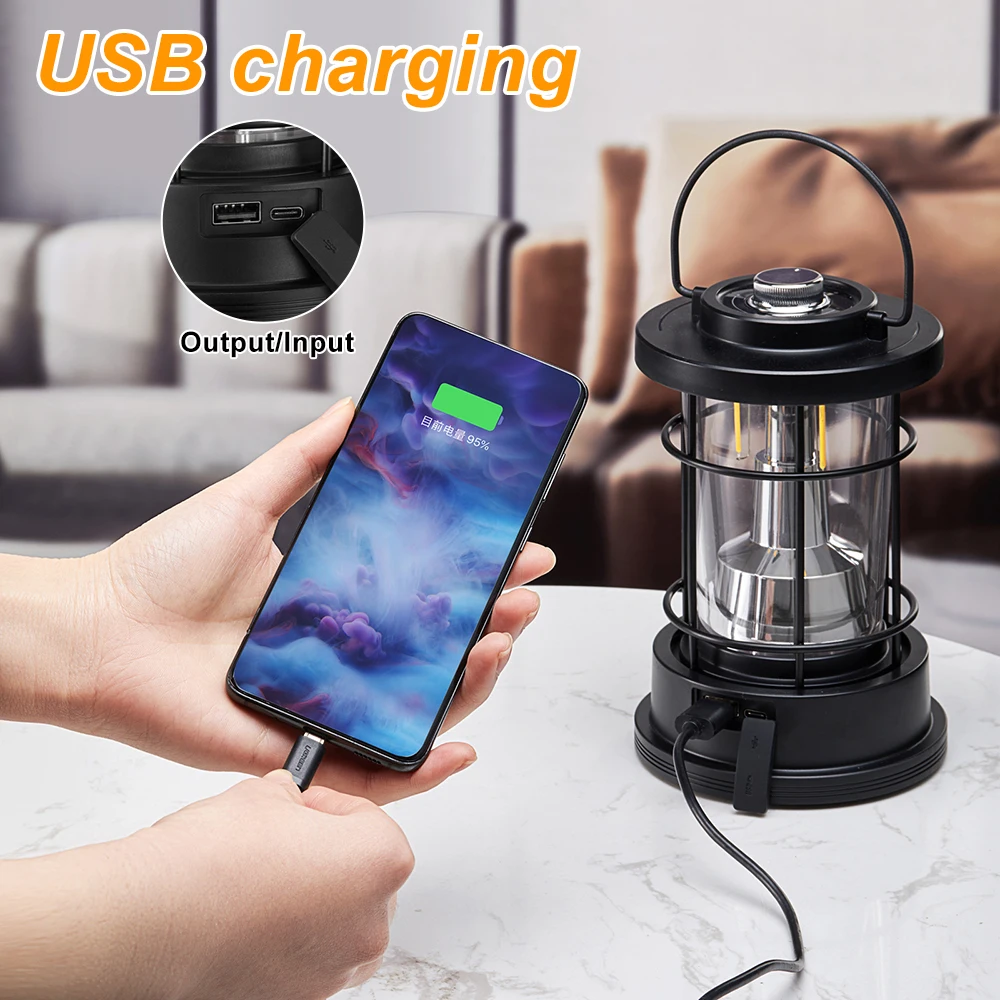 Led Vintage Usb Rechargeable Camping Lamp Dimmable Warm White