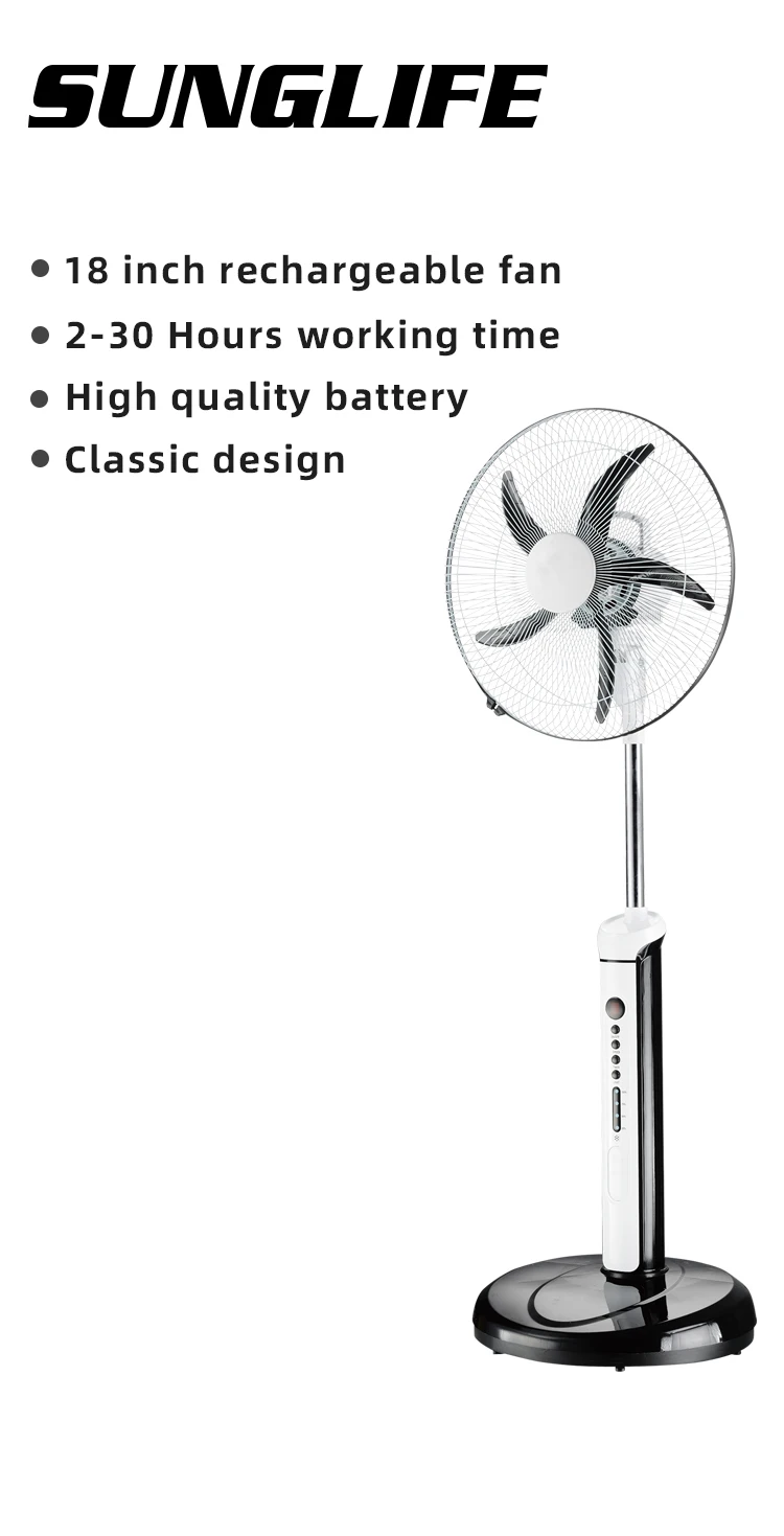 
Перезаряжаемый напольный вентилятор портативный 18 дюймов Напольный вентилятор охлаждающий вентилятор воздушного охлаждения 