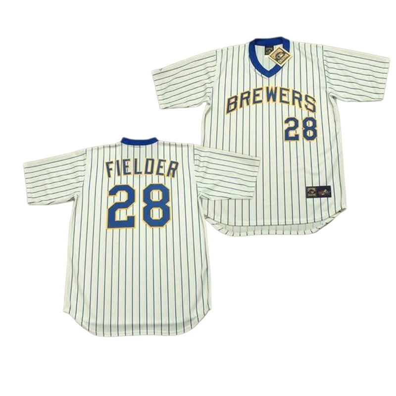 Wholesale Men's Milwaukee Brewers 19 Robin Yount 20 Gus Bell 24 Ben Oglivie  28 Prince Fielder Throwback Baseball Jersey Stitched S-5xl From  m.