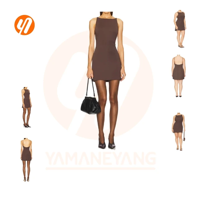 1920 Women's Casual Summer A-Line Mini Dress Sleeveless Boat Neck Natural Waist Solid Chiffon XL for Club Parties Little Short