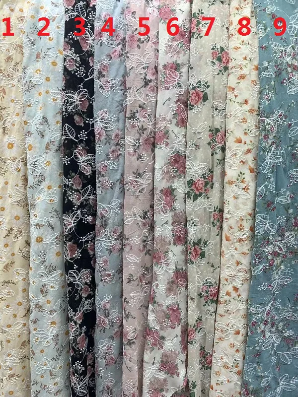 Новый старинный шифон с принтом Вышивка Кружева Тюль Оболочка ткань Клевер Дырокол вышивка ткань