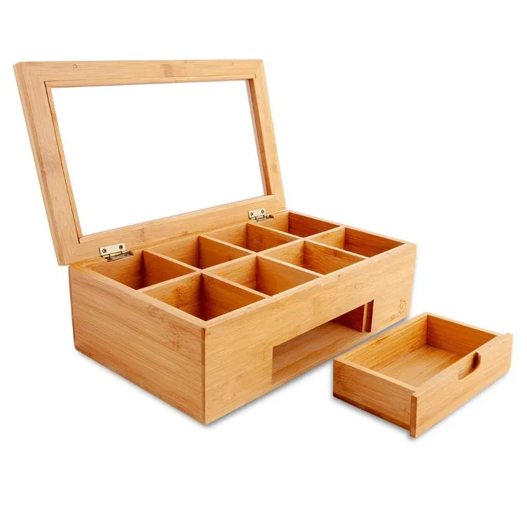 Лидер продаж, прочный многофункциональный настольный контейнер для хранения мелочей, бамбуковые коробки для чая