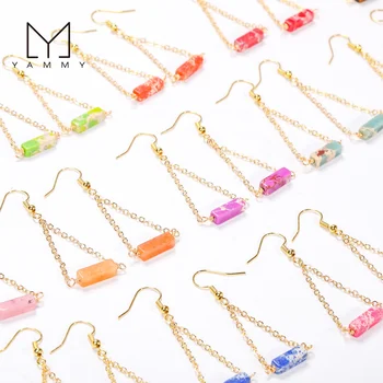 Yammy 2024 French Vintage Small Fragrant Gold Dangle Earring Cube Sea Sediment Stone Earring