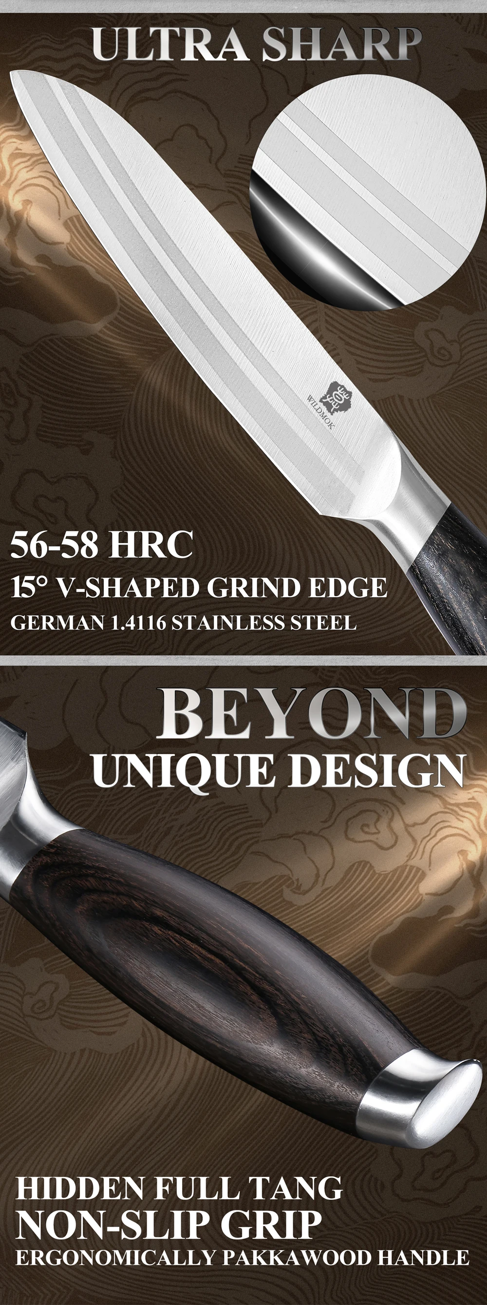 Universalmesser Aus Edelstahl Mit Schwarzem Pakkawood-griff_voghion.com