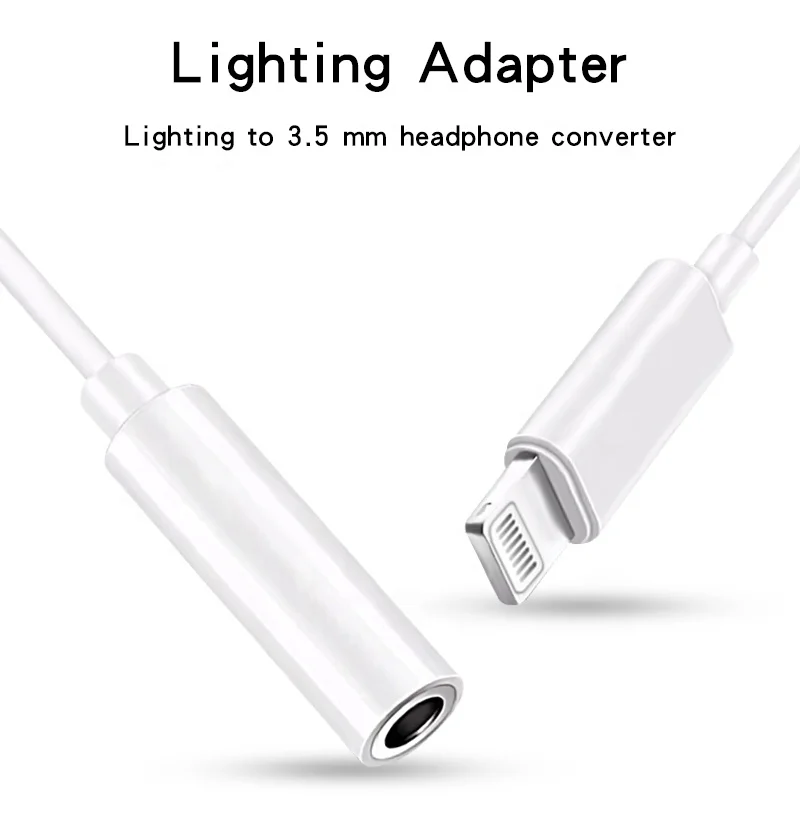 Адаптер AUX для наушников с разъемом Lightning на Шнур 3,5 мм для iPhone 7 8 Xr 11
