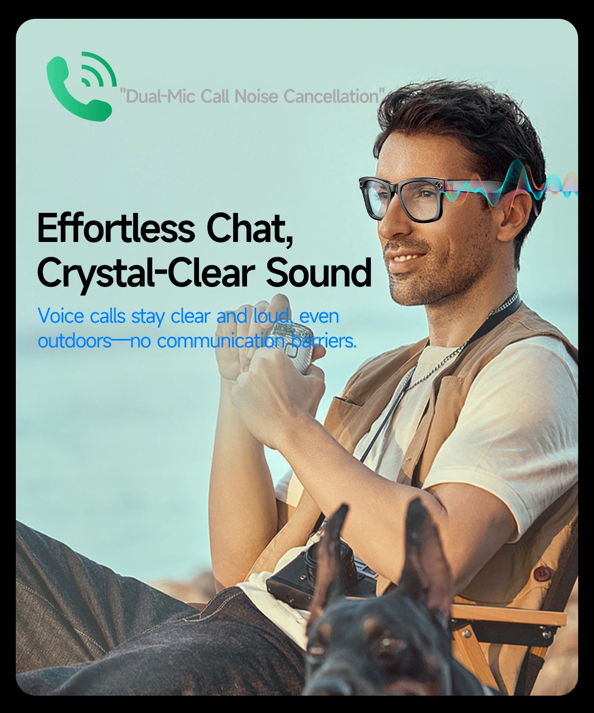 Smart Glasses with Camera ENC Noise Reduction WiFi Image Transmission AI Chatgpt Smart Glasses with Camera and BT Call