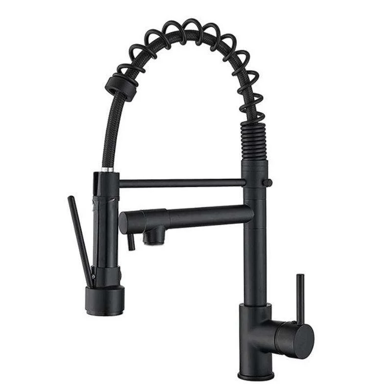 Single handle faucet with ceramic valve core Polished stainless steel kitchen faucet with pull-out spray head