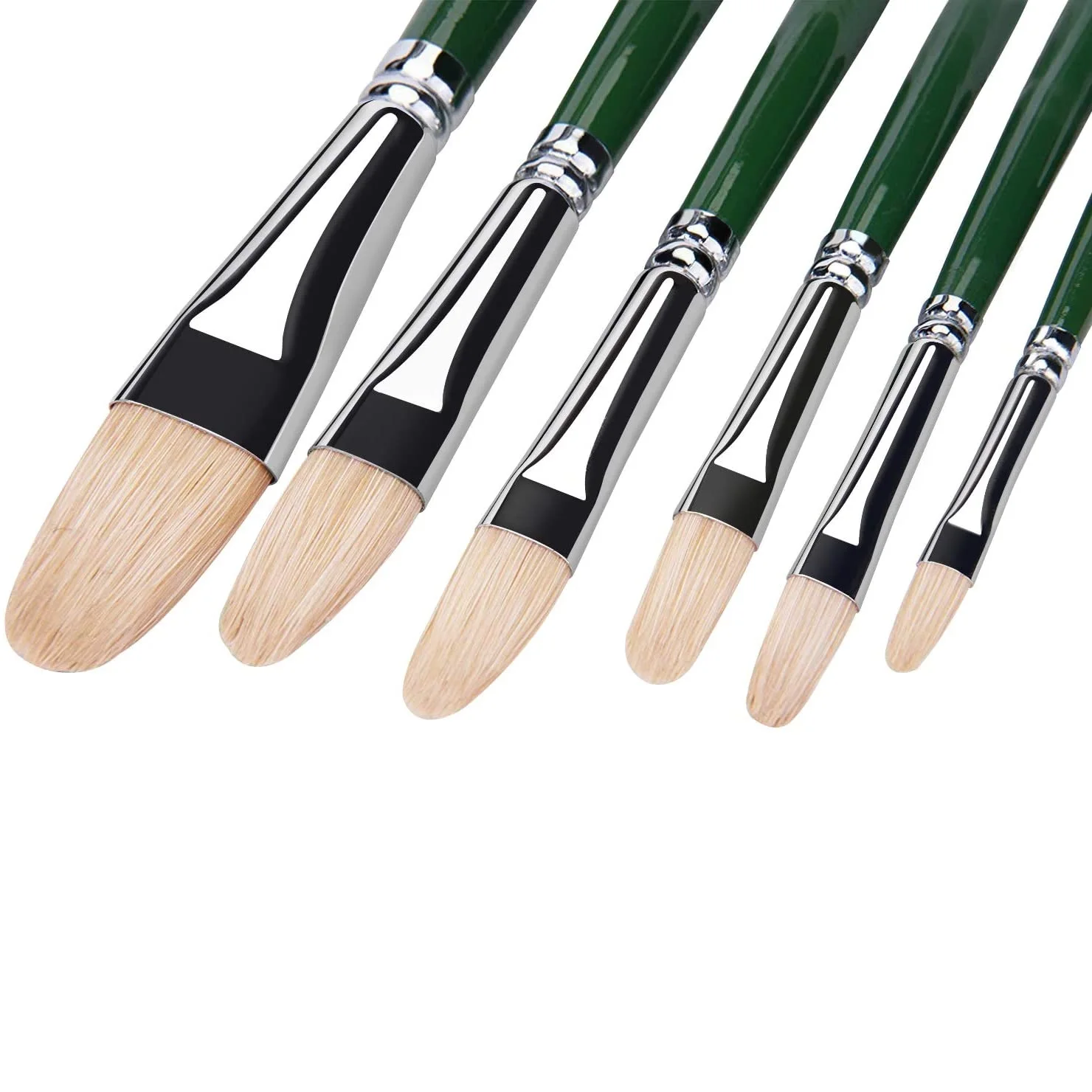 Oil Acrylic Watercolor Paint Brushes Set with Natural Hog Hair