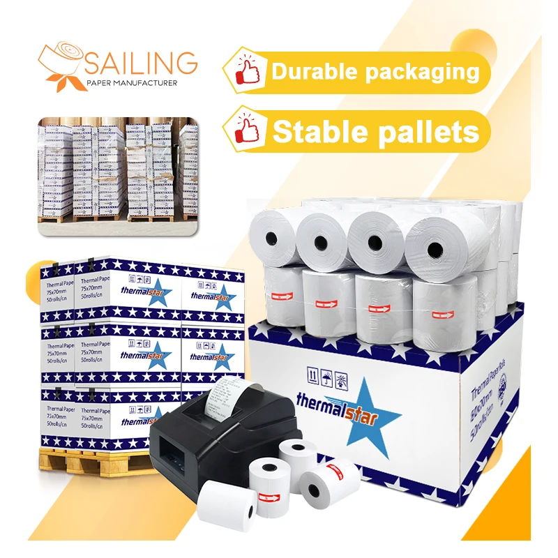 Yiwu Blue Packing Line Thermal Paper Rolls 80x80mm Thermal Base Paper for Spain Market