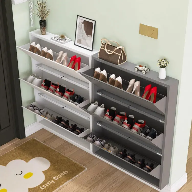 Home Wall Mounted Entryway Steel Metal Modern Outdoor Thin Design Slim  Luxury Furniture Entryway Storage Shoe Rack Cabinet