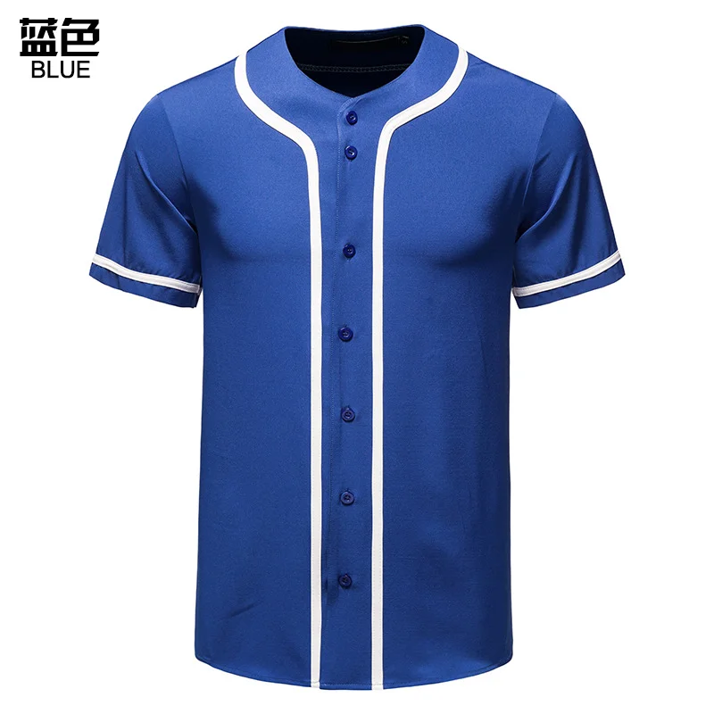 DEHANER Plain Blank Baseball Jerseys for Men Women Adult Hip Hop Hipster  Button Down Shirts Sports Uniforms Outfits 