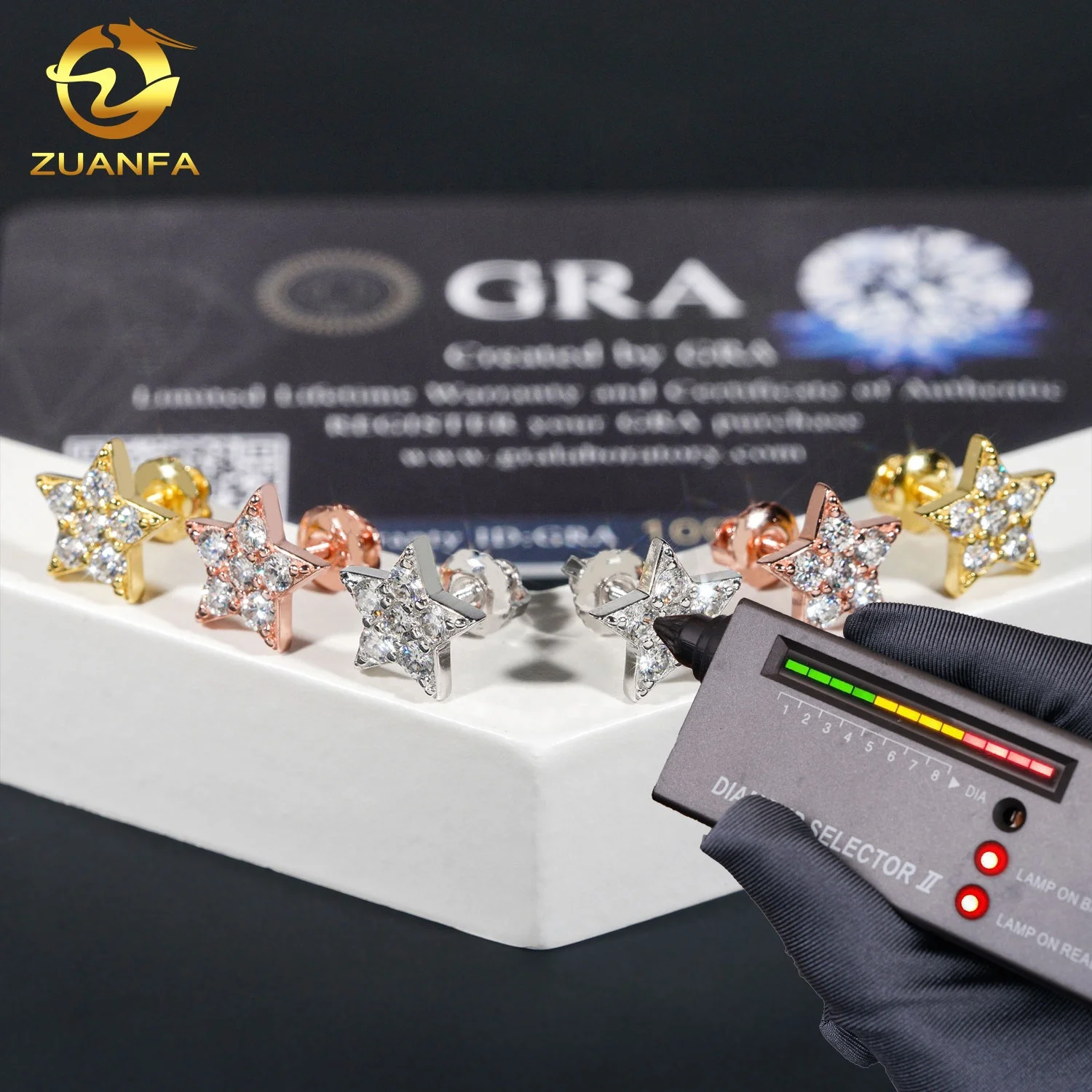 Iced Out Moissanite Diamond Gold Plated 925 Sterling Silver Earrings