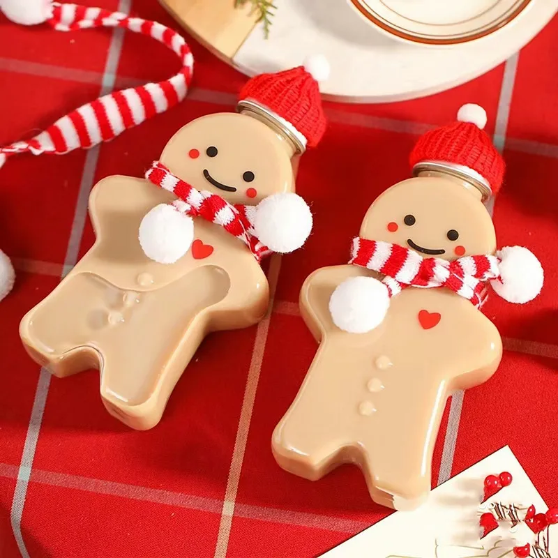 Customized Gingerbread Man Spherical Shape Milk Tea Bottle 500ml Capacity with Screw Cap