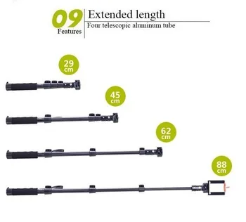 YunTeng 088 Handheld Extendable Selfie Stick Camera Monopod With Mobile Phone Holder for Smartphone YunTeng YT-088 detail image