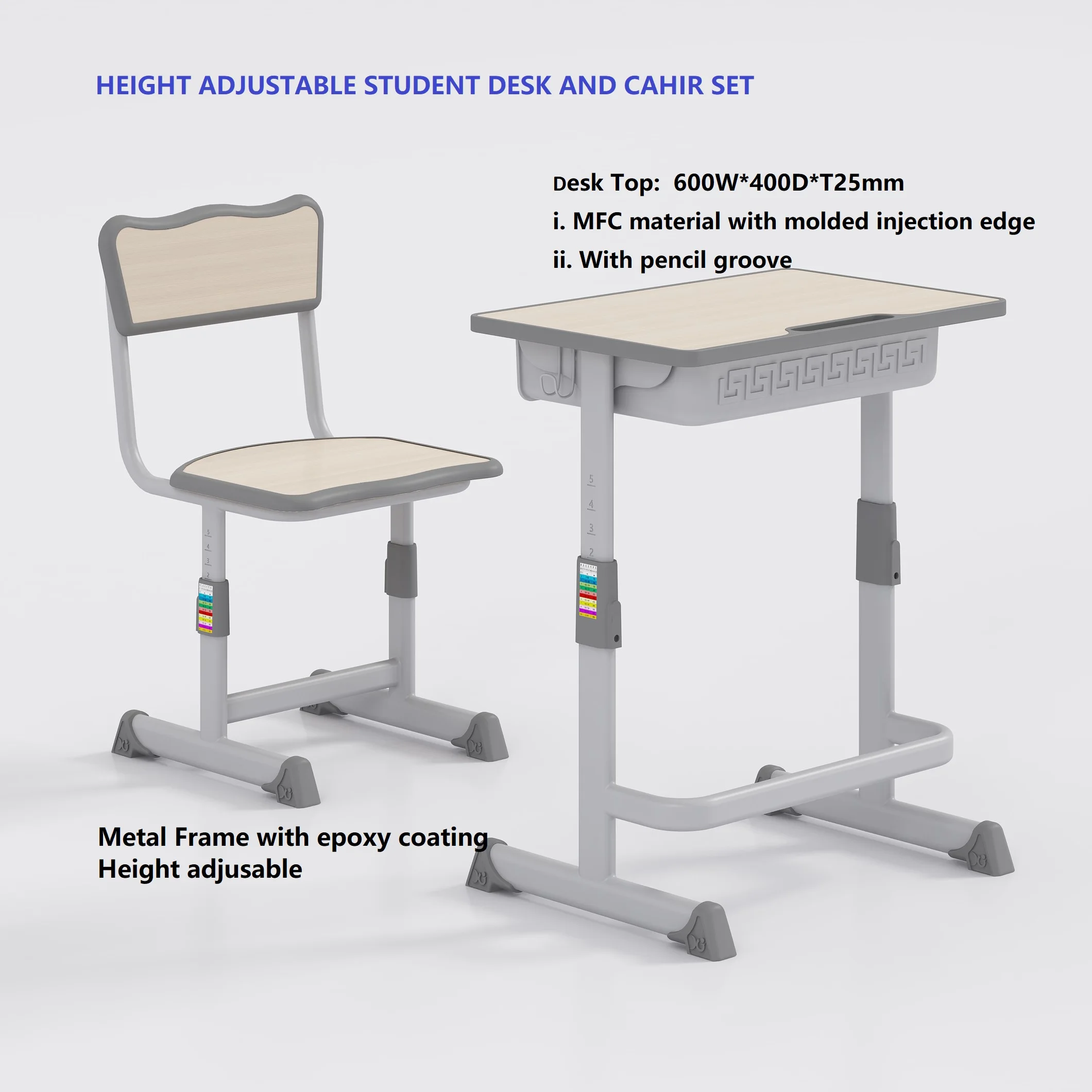 Height Adjustable Student Desk And Chair Set Furniture School Buy