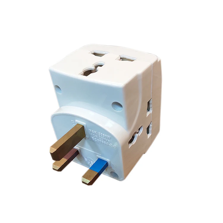 Universal 3-Way Multi Pin Travel Plug Adapter Electric Adaptor with 3 AC Outlets ABS Plastic Material